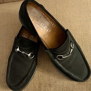 GUCCI black suede loafers size 13